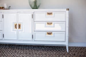 Vintage Stanley faux bamboo dresser in high gloss White Dove