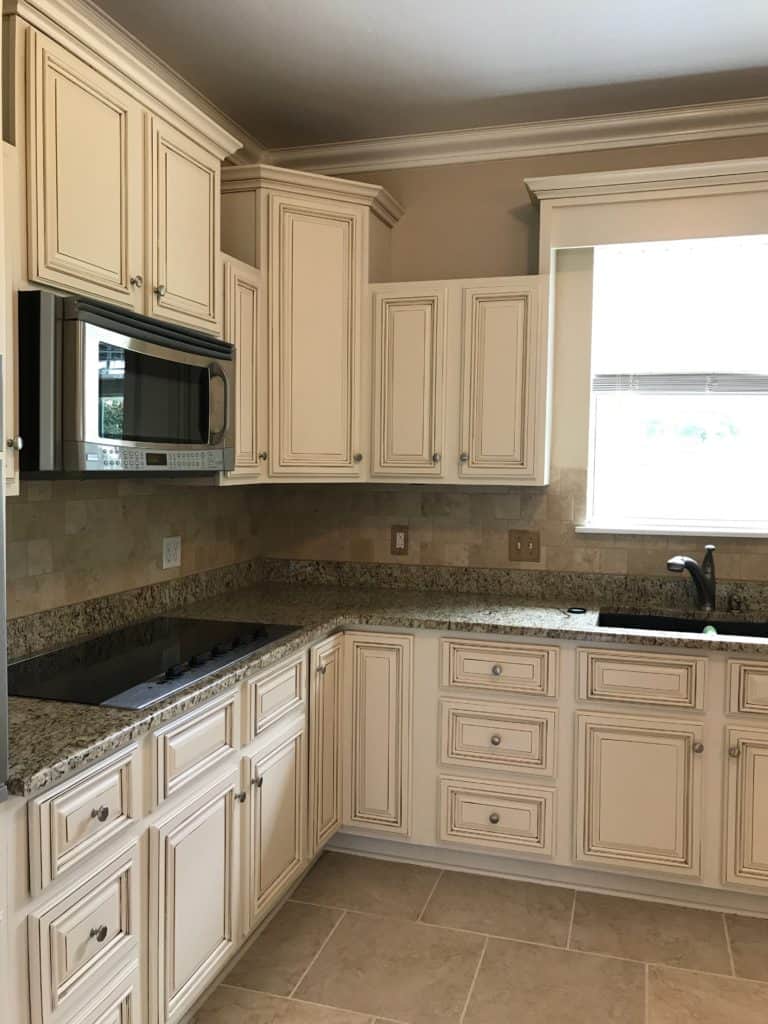 painted off white kitchen cabinets