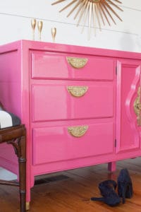 Dresser lacquered in hot pink