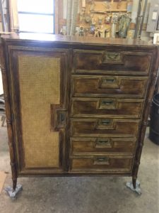 This faux bamboo armoire by Stanley furniture takes the cake for being the ugliest piece I've ever painted!