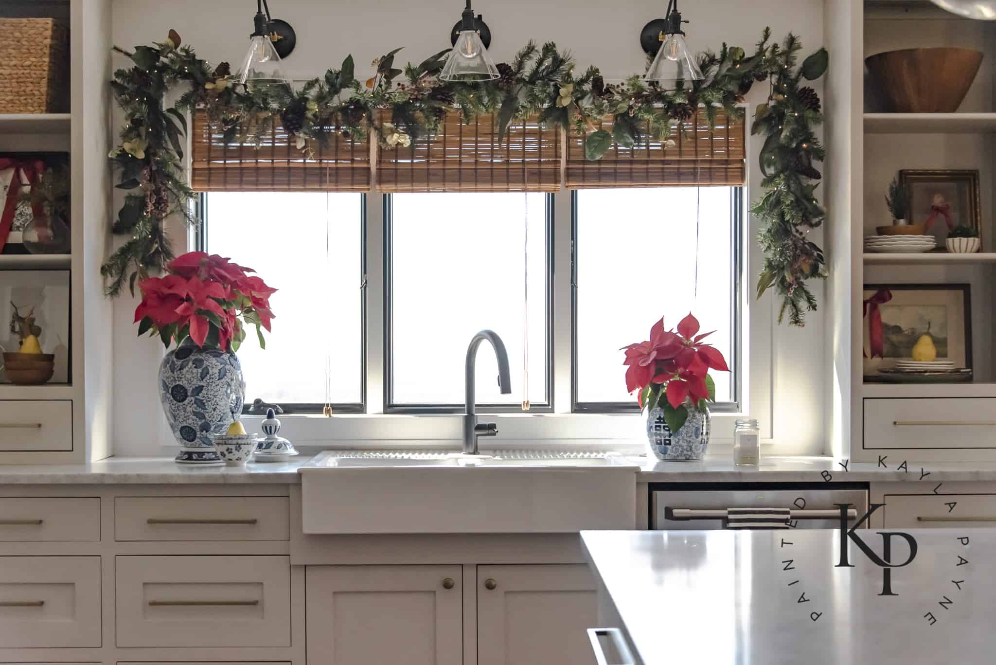 red-poinsettias-for-christmas-decor-in-the-kitchen - Painted by Kayla Payne