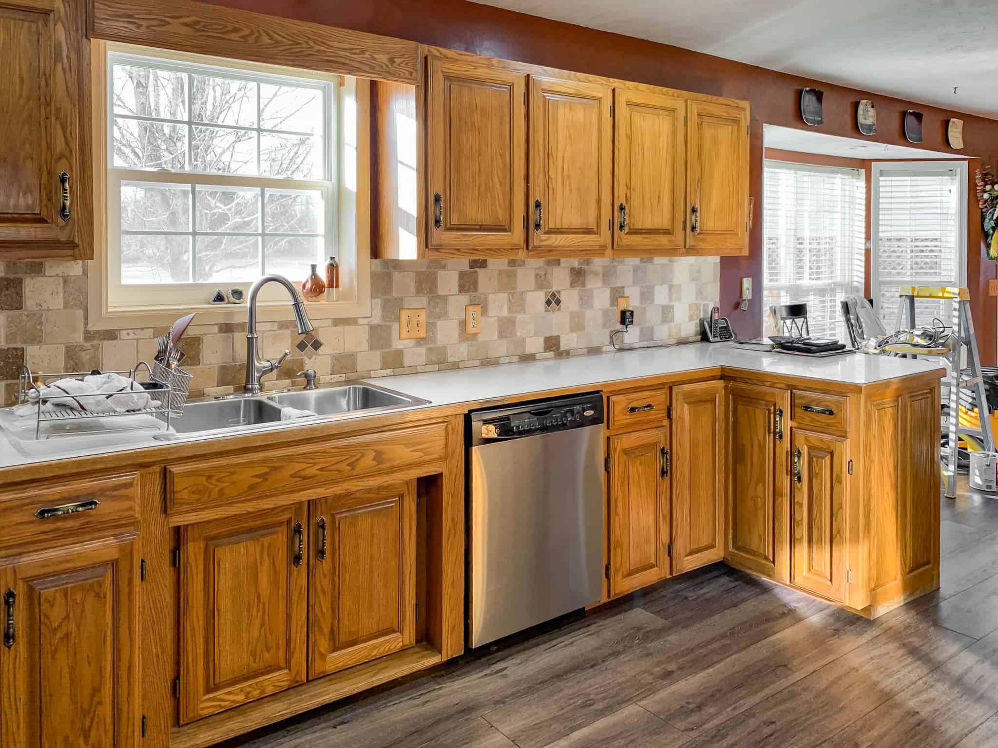 kitchen design with honey oak cabinet