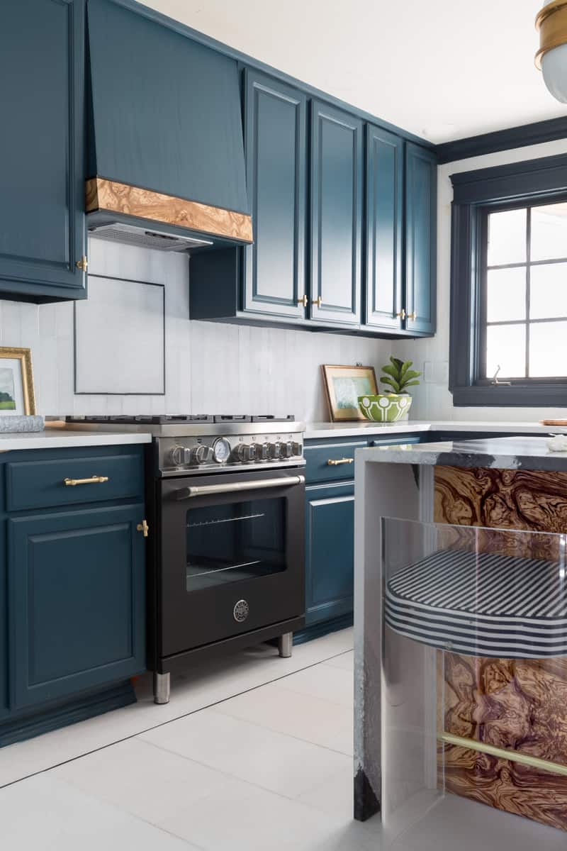 Jewel Interiors Bold Teal Painted Cabinets - Painted by Kayla Payne