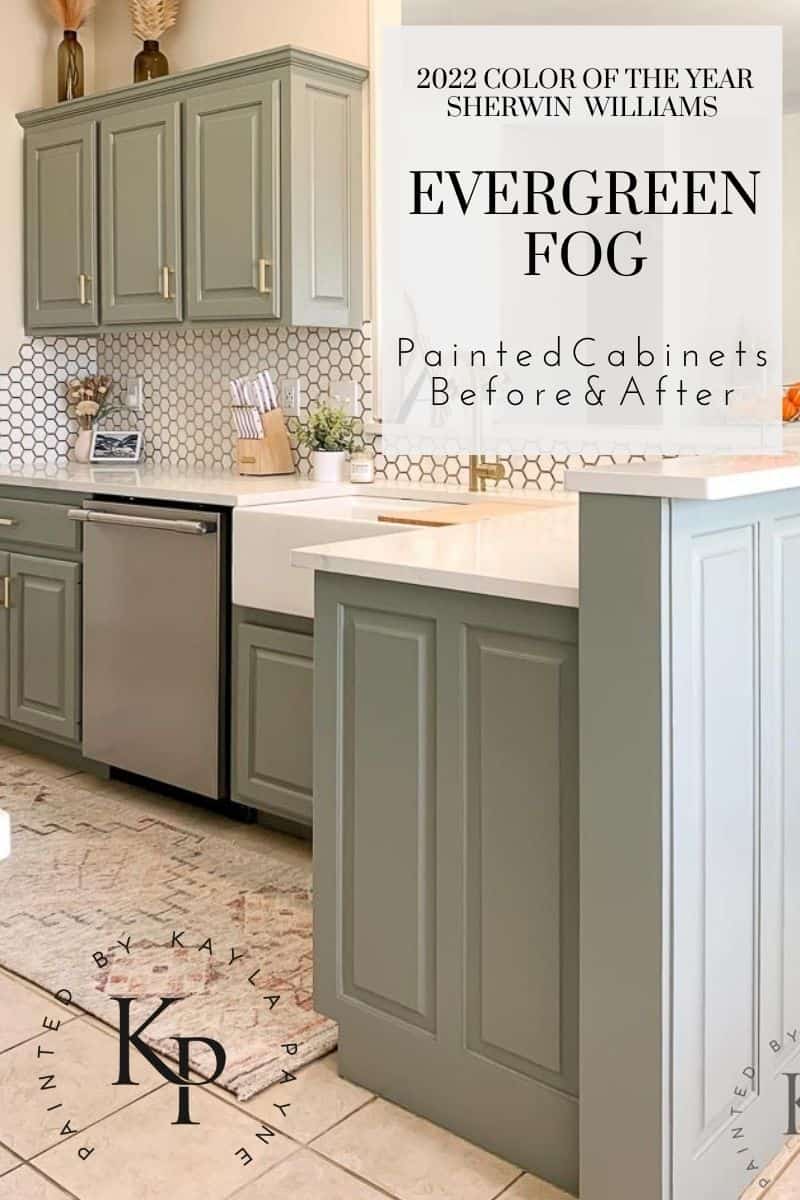 Evergreen Fog Painted Cabinets (1) - Painted by Kayla Payne